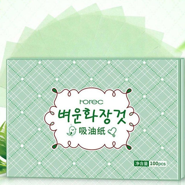 100pcs Face Oil Blotting Paper Green Tea Matting Face Wipes Facial Cleanser Oil Control Shrink Pore Face Cleaning Tool