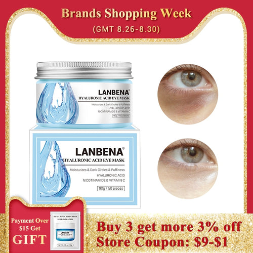LANBENA Retinol Eye Mask Hyaluronic Acid Eye Patches Serum Reduces Dark Circles Bags Eye Lines Repair Nourish Firming Skin Care