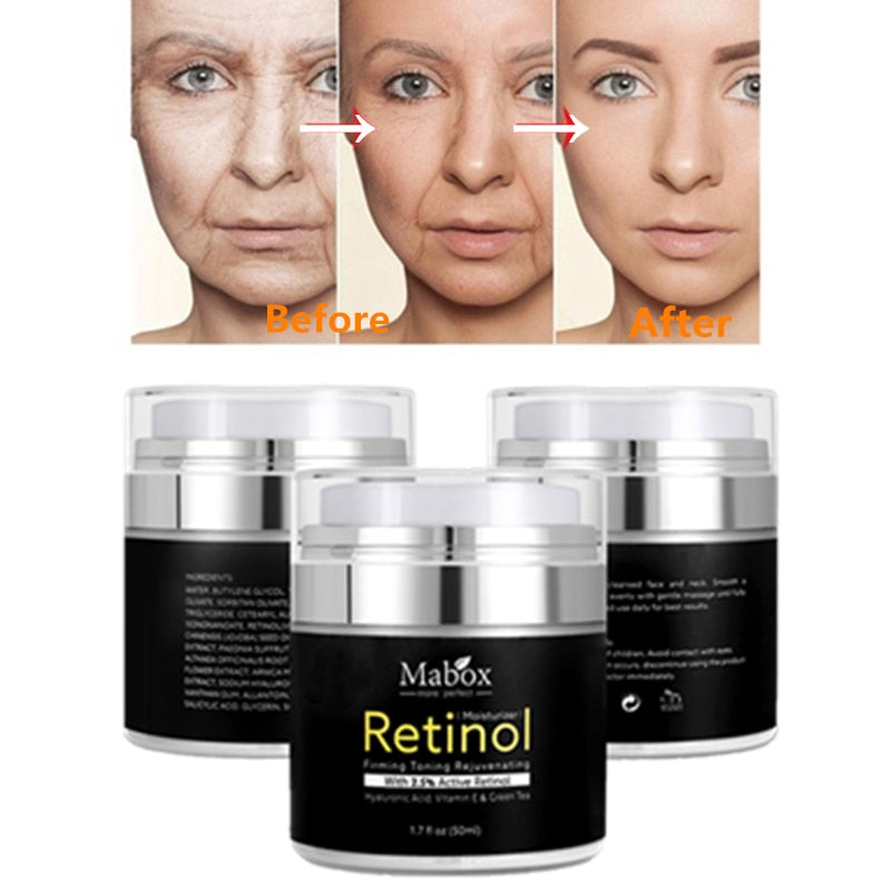 MABOX Retinol 2.5% Moisturizer Face Cream Anti Aging Acne Hyaluronic Acid Vitamin E and Green Tea Skin Whitening Cream Drop Ship
